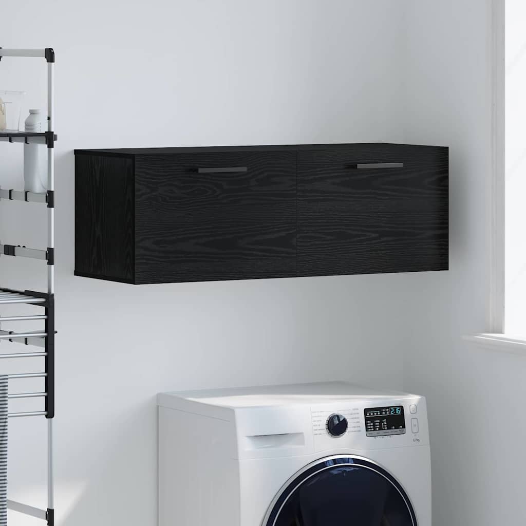 Vægskab Vægmonteret Sort eg 100 x 36.5 x 35 cm Konstrueret træ