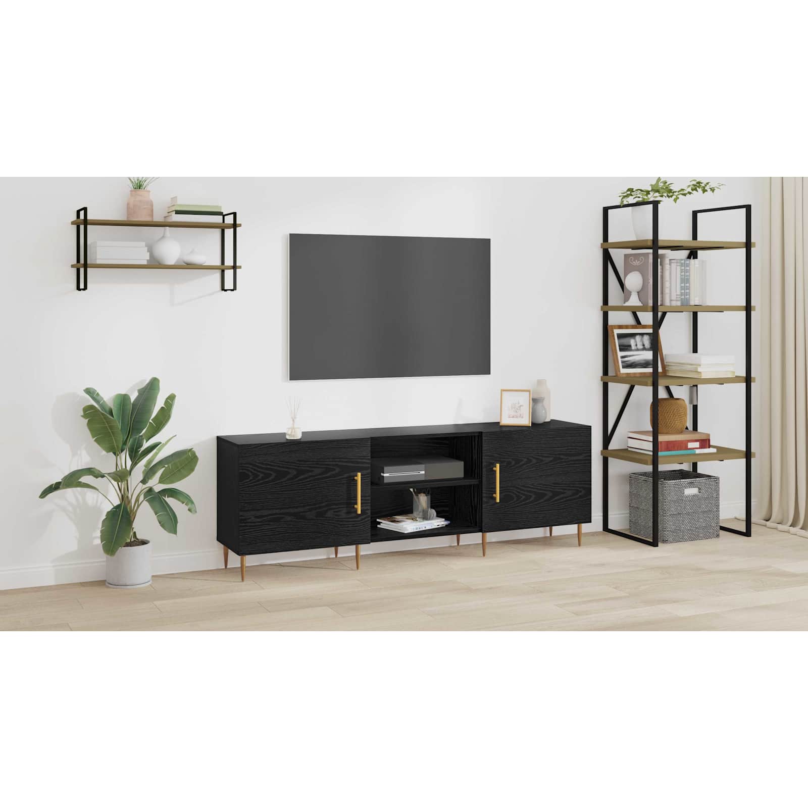 TV-skab Sort eg 150 x 30 x 50 cm Konstrueret træ