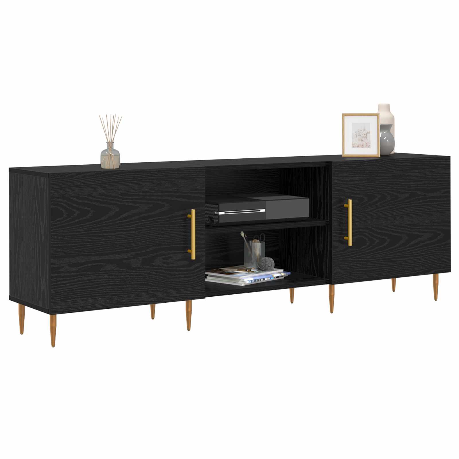 TV-skab Sort eg 150 x 30 x 50 cm Konstrueret træ