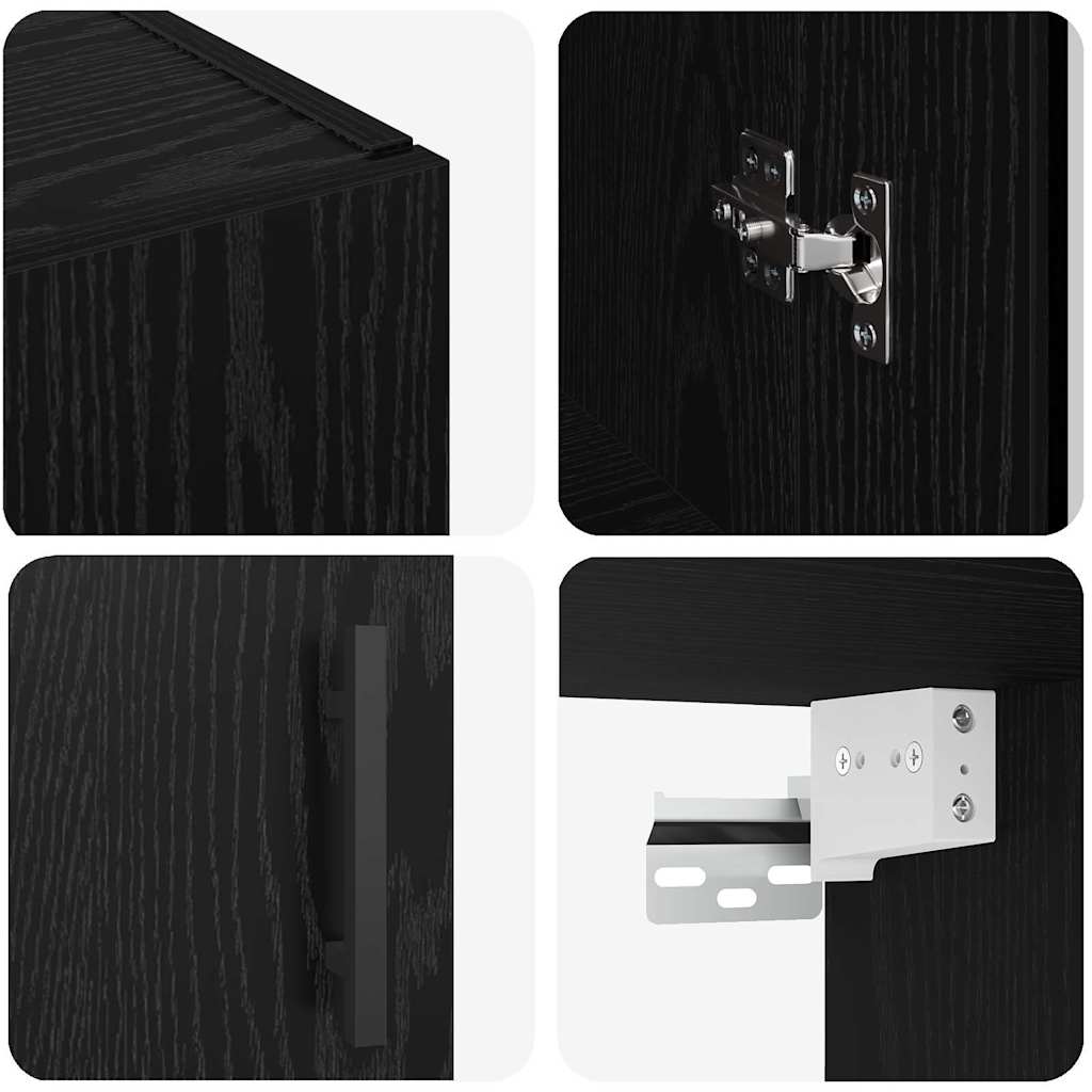 Vægskab Vægmonteret Sort eg 69.5 x 34 x 90 cm Konstrueret træ