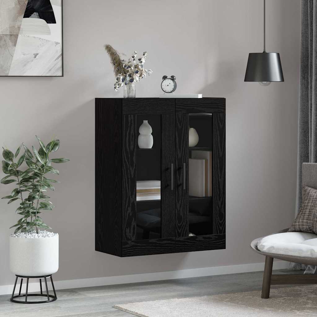 Vægskab Vægmonteret Sort eg 69.5 x 34 x 90 cm Konstrueret træ