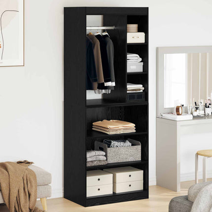 Garderobeskab med hylde med opbevaring Sort eg 77 x 48 x 102 cm