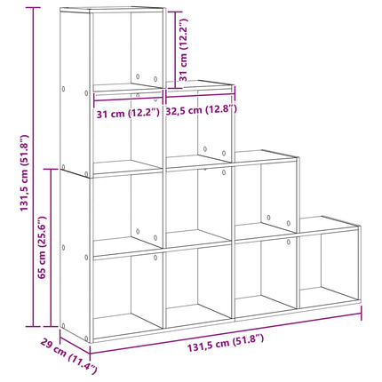 Rumdivider boghylde 10 niveauer 131,5 x 29 x 131,5 cm Sort eg