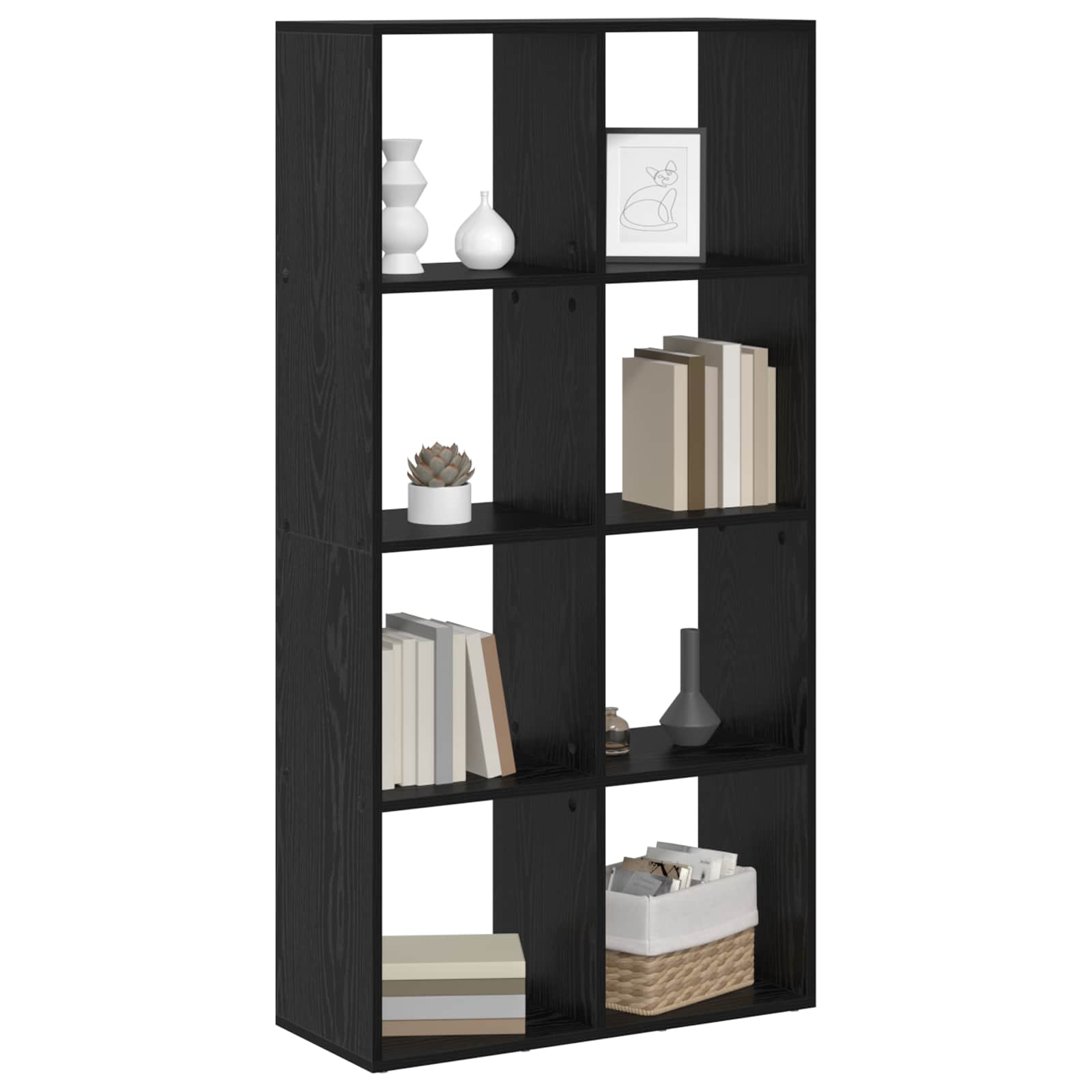 Bogskab Sort eg 69,5 x 29 x 137,5 cm Konstrueret træ billede