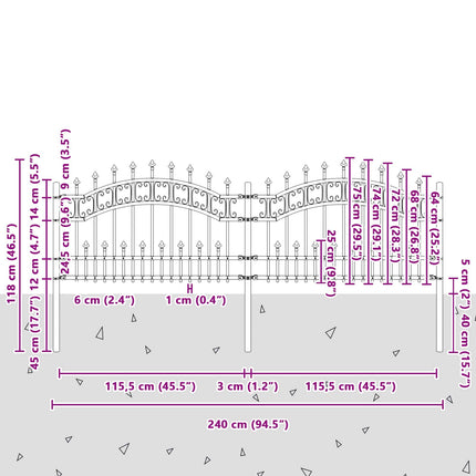 Havehegn KAMPEN 240 x 118 cm Mesh Pulverlakeret Stål Grå