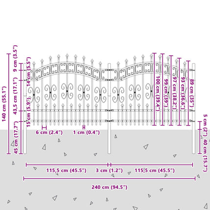 Havehegn KAMPEN 240 x 140 cm Mesh Pulverlakeret Stål Grå