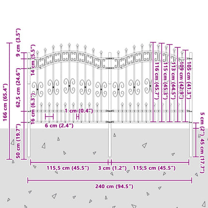 Havehegn KAMPEN 240 x 166 cm Mesh Pulverlakeret Stål Grå