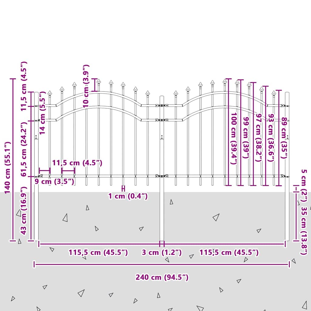 Havehegn Woerden Hvid 240 x 140 cm Pulverlakeret Stål