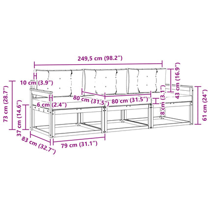 Udendørs sofagruppe 3 stk. Hvid og lysegrå Polyester