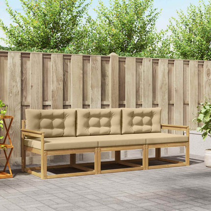Udendørs sofagruppe 3 stk. Hvid og Beige Polyester