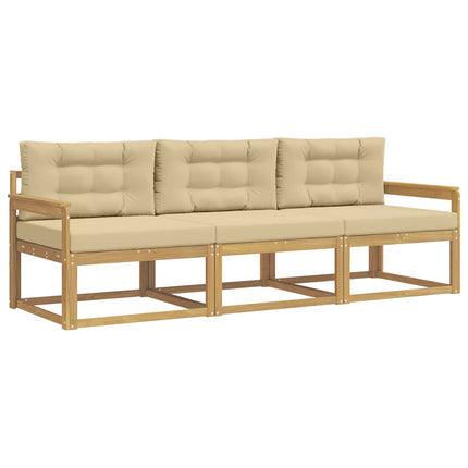 Udendørs sofagruppe 3 stk. Hvid og Beige Polyester