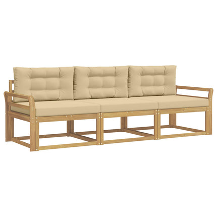 Udendørs sofagruppe 3 stk. Hvid og Beige Polyester