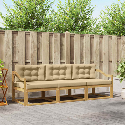 Udendørs sofagruppe 3 stk. Hvid og Beige Polyester