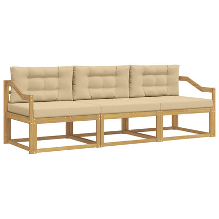 Udendørs sofagruppe 3 stk. Hvid og Beige Polyester