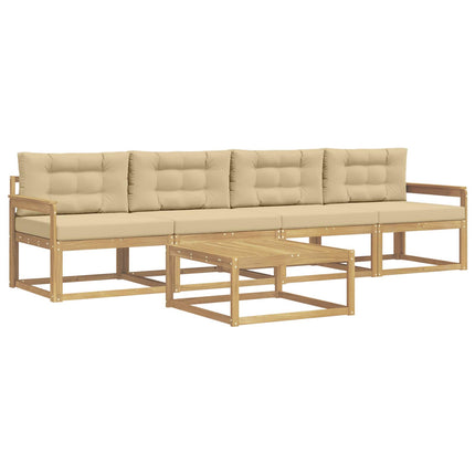 Udendørs sofagruppe med pude 4 pcs Hvid og Beige