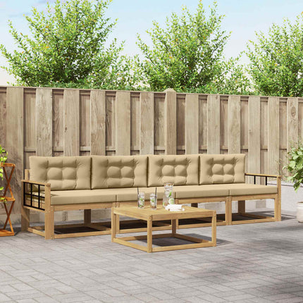 Udendørs sofagruppe med pude 4 pcs Hvid og Beige