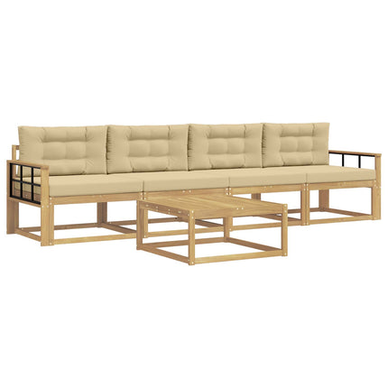 Udendørs sofagruppe med pude 4 pcs Hvid og Beige