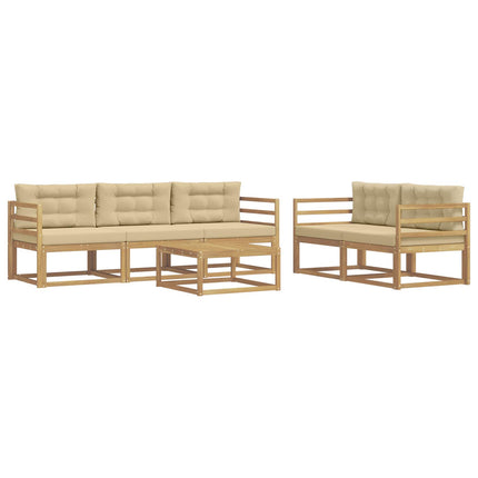 Udendørs sofagruppe 6 stk. Hvid og Beige