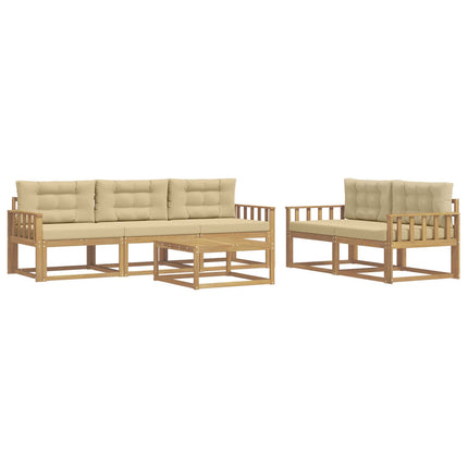 Udendørs sofagruppe med pude 6 pcs Hvid og Beige
