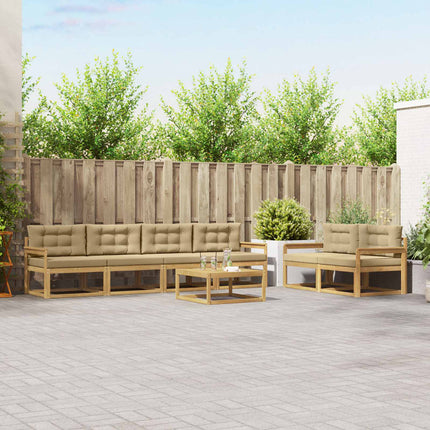 Udendørs sofagruppe med pude 6 pcs Hvid og Beige