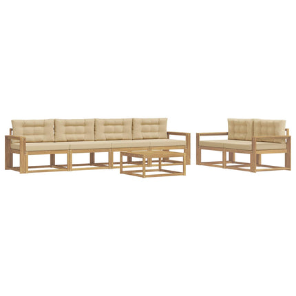 Udendørs sofagruppe med pude 6 pcs Hvid og Beige