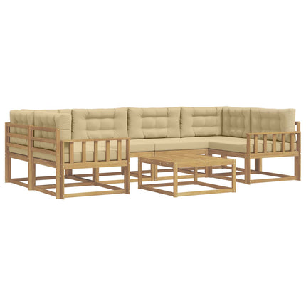 Udendørs sofagruppe med pude 5 pcs Hvid og Beige
