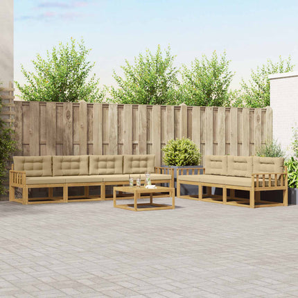 Udendørs sofagruppe med pude 7 pcs Hvid og Beige