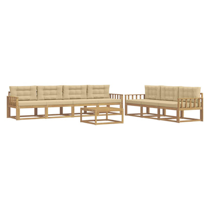 Udendørs sofagruppe med pude 7 pcs Hvid og Beige
