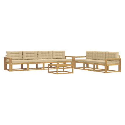 Udendørs sofagruppe med pude 7 pcs Hvid og Beige