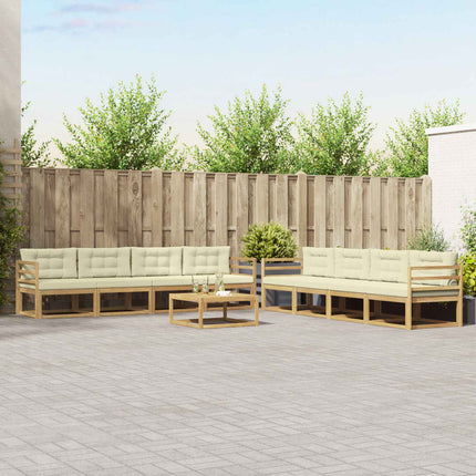 Udendørs sofagruppe 9 pcs Hvid og cremefarvet 79 x 79 x 37 cm