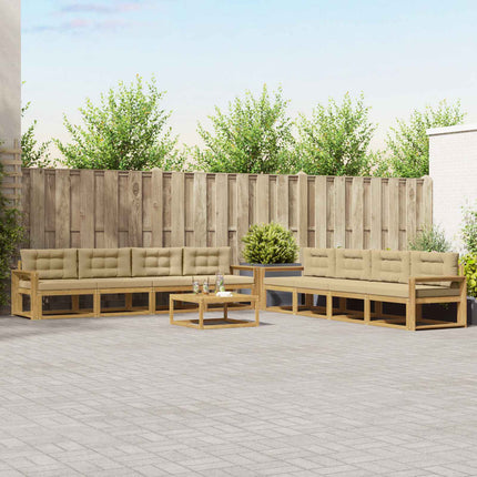 Udendørs sofagruppe 9 pcs Hvid og Beige 79 x 79 x 37 cm