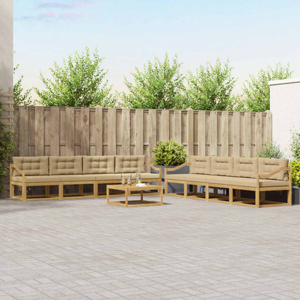 Udendørs sofagruppe 9 pcs Hvid og Beige 79 x 79 x 37 cm