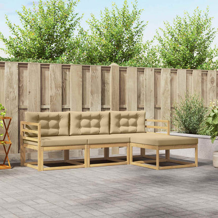 Udendørs sofagruppe 4 stk. Hvid og Beige Polyester