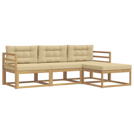 Udendørs sofagruppe 4 stk. Hvid og Beige Polyester