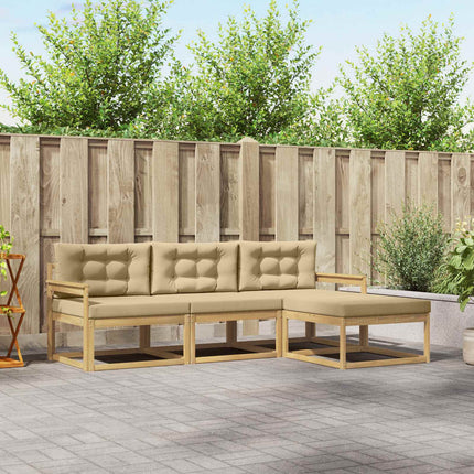 Udendørs sofagruppe 4 stk. Hvid og Beige Polyester