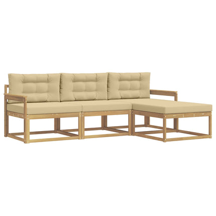 Udendørs sofagruppe 4 stk. Hvid og Beige Polyester