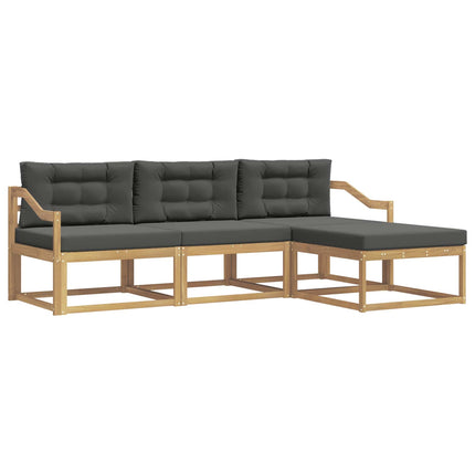 Udendørs sofagruppe med pude 4 pcs Hvid og antracit Polyester