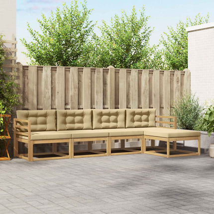 Udendørs sofagruppe med pude 4 pcs Hvid og Beige Polyester