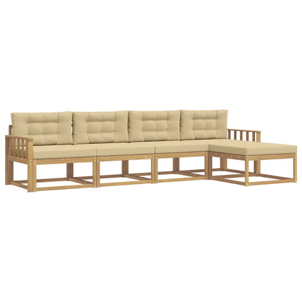 Udendørs sofagruppe 4 stk. Hvid og Beige Polyester