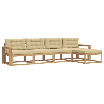 Udendørs sofagruppe 4 stk. Hvid og Beige Polyester