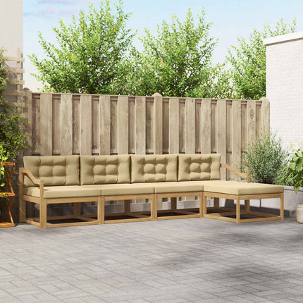 Udendørs sofagruppe 4 stk. Hvid og Beige Polyester