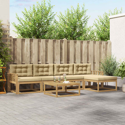 Udendørs sofagruppe 6 pcs Hvid og Beige 79 x 79 x 37 cm
