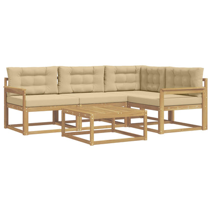 Udendørs sofagruppe 5 stk. Hvid og Beige Polyester