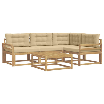 Udendørs sofagruppe 5 pcs Hvid og Beige 79 x 79 x 37 cm