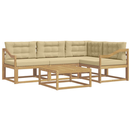 Udendørs sofagruppe 5 stk. Hvid og Beige Polyester