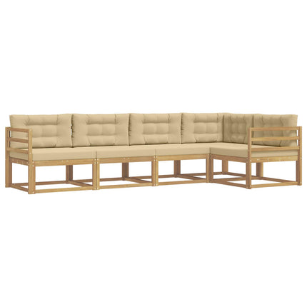 Udendørs sofagruppe 4 stk. Hvid og Beige Polyester