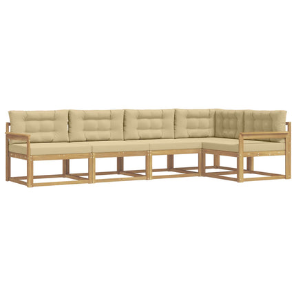 Udendørs sofagruppe 4 stk. Hvid og Beige Polyester