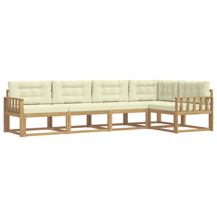 Udendørs sofagruppe 4 pcs Hvid og cremefarvet Polyester