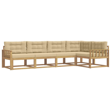 Udendørs sofagruppe 4 stk. Hvid og Beige Polyester