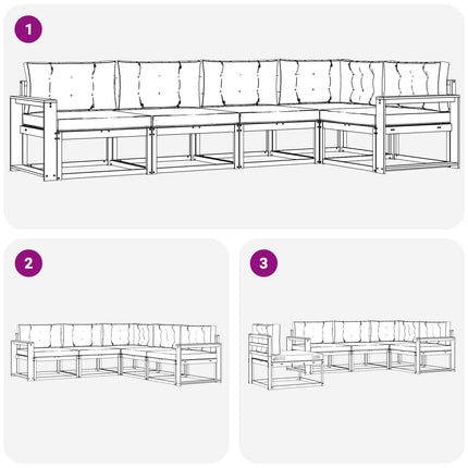 Udendørs sofagruppe med pude 4 pcs Hvid og Beige Polyester